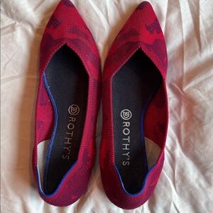 Rothy's The Point Red Camo Pointed Toe Flats size 11